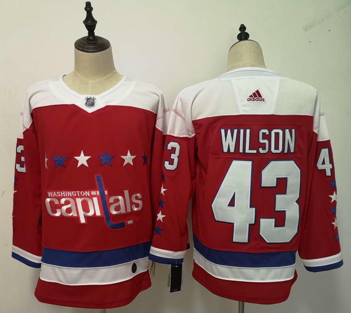 Men Washington Capitals 43 Wilson Red Adidas Alternate Authentic Stitched NHL Jersey